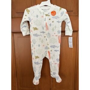 Carter's Unisex Sea Animal Ocean Print Double Zip Bodysuit Size 3-6 Months NWT